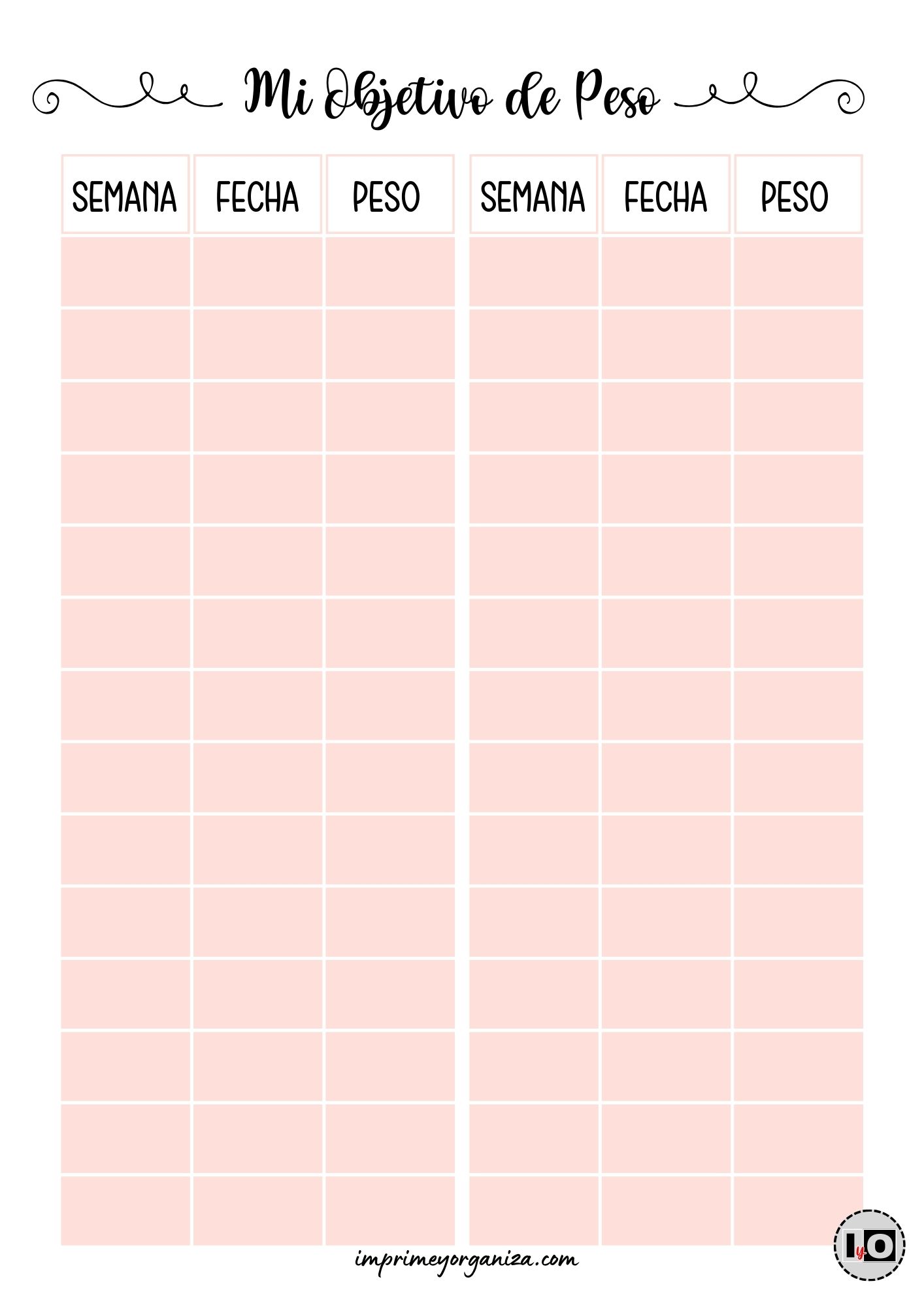 Plantilla Objetivo de Peso