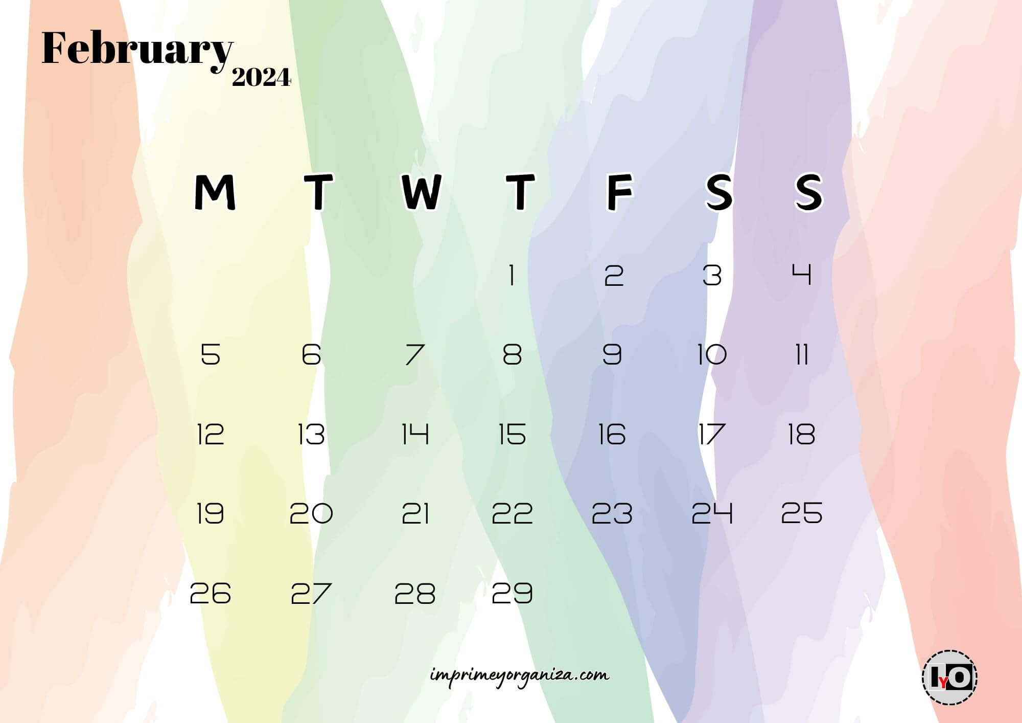 Calendario Acuarela February