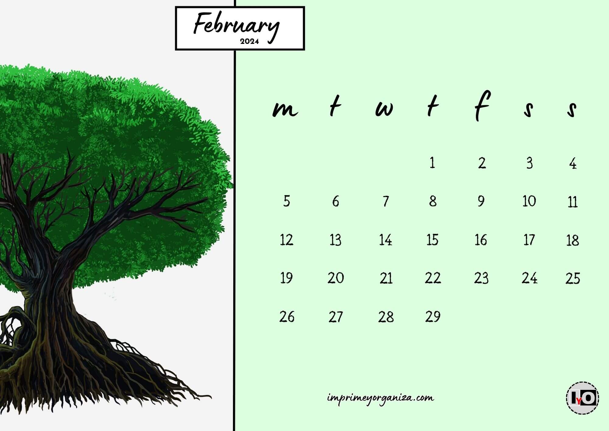 Calendario Árbol February
