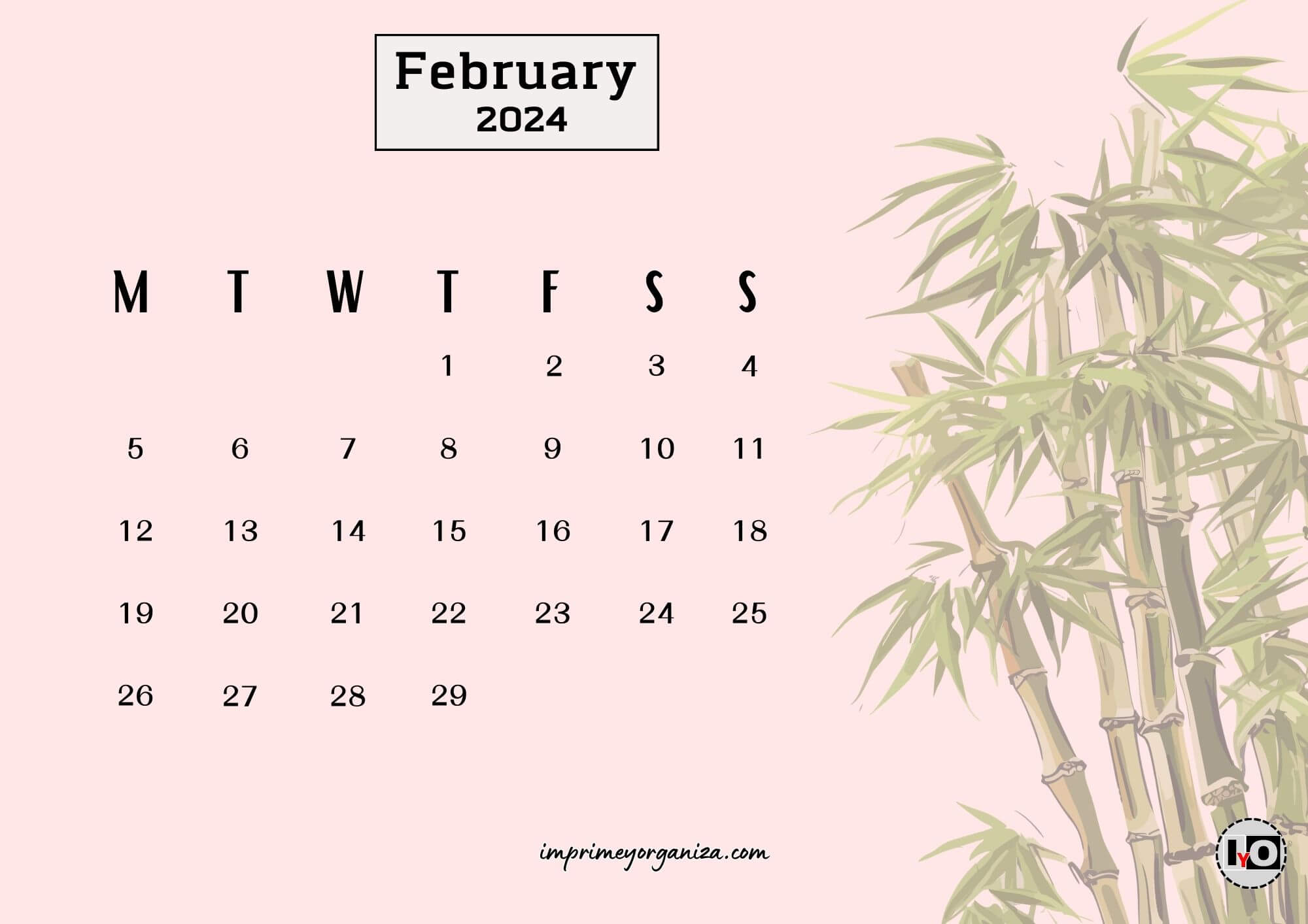 Calendario Bambú Febrero