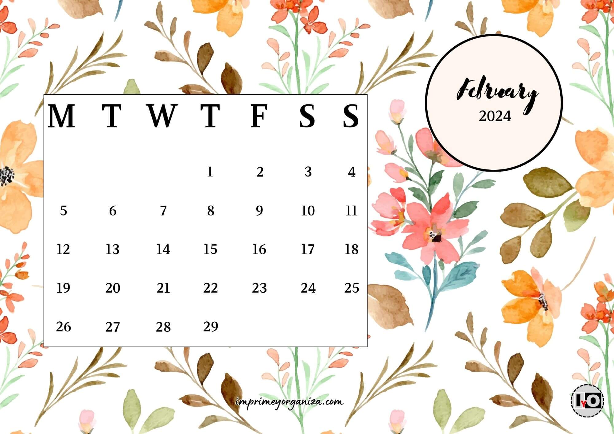 Calendario Floral Febrero