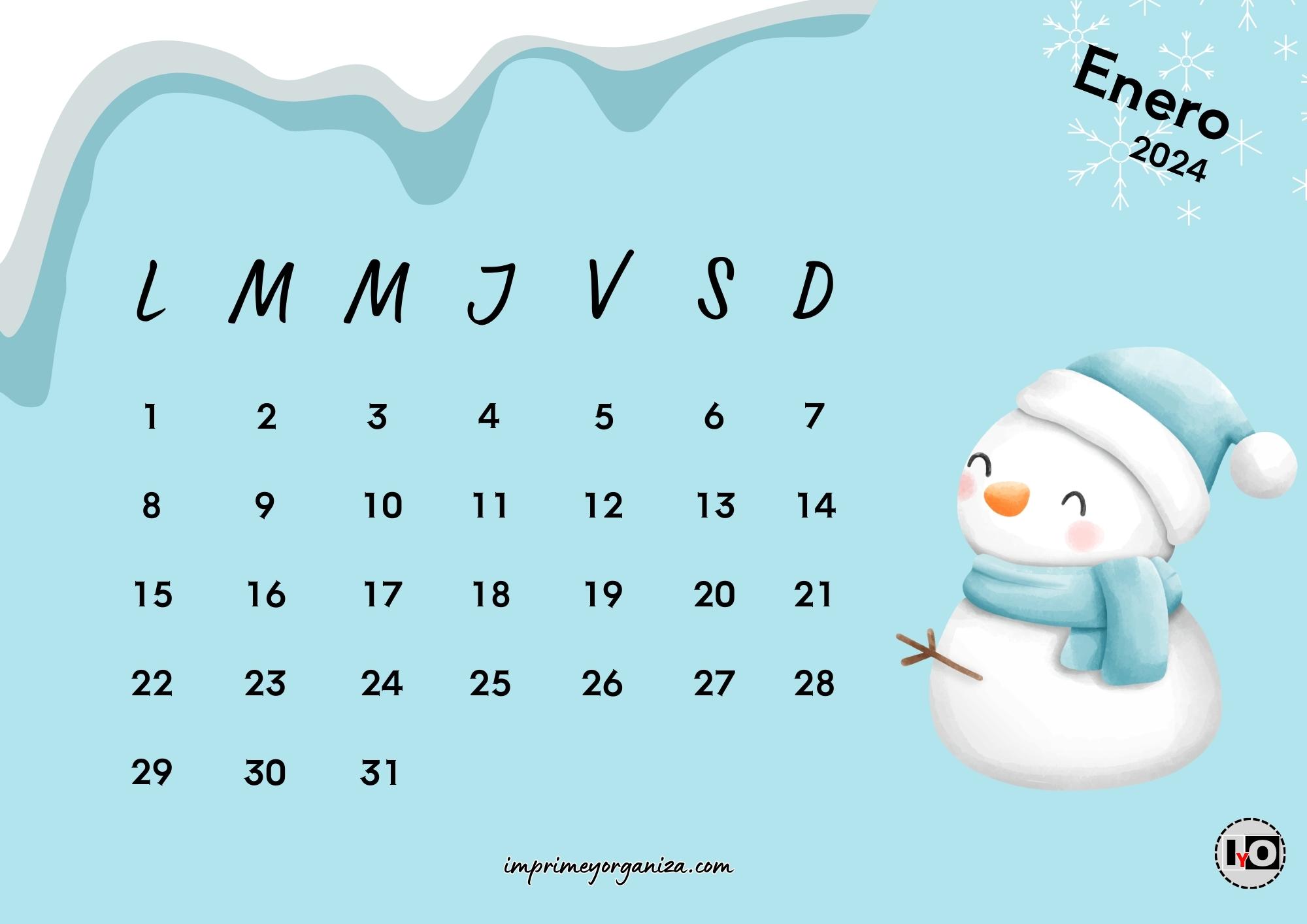 Calendario Muñeco de Nieve