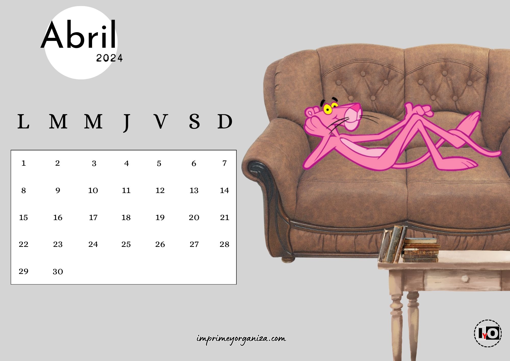 Calendario Pantera en Sofá Abril