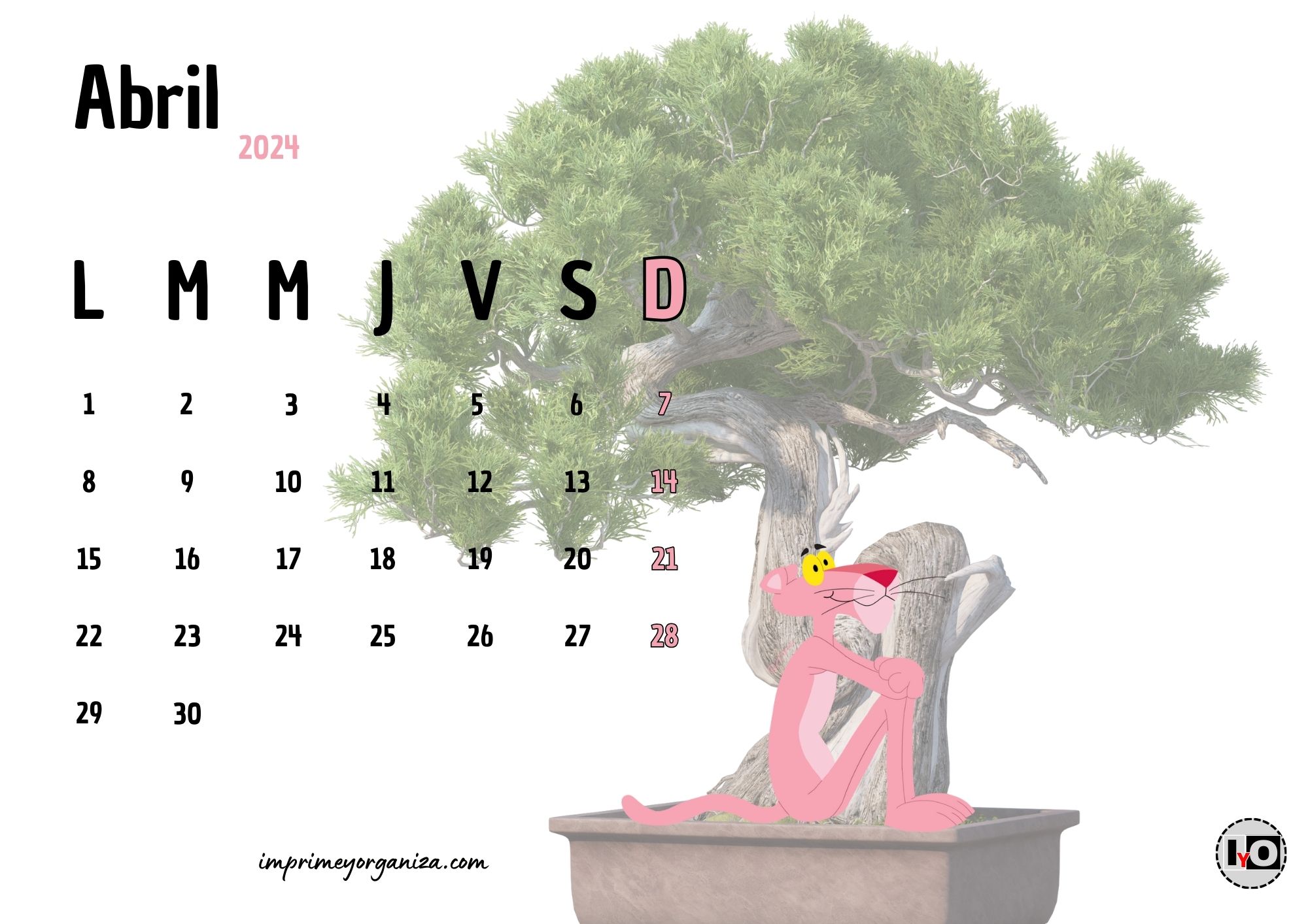 Calendario Pantera y Bonsai Abril