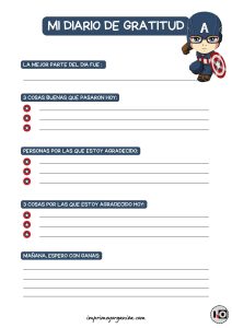 Diario de Gratitud para niño Capitan America