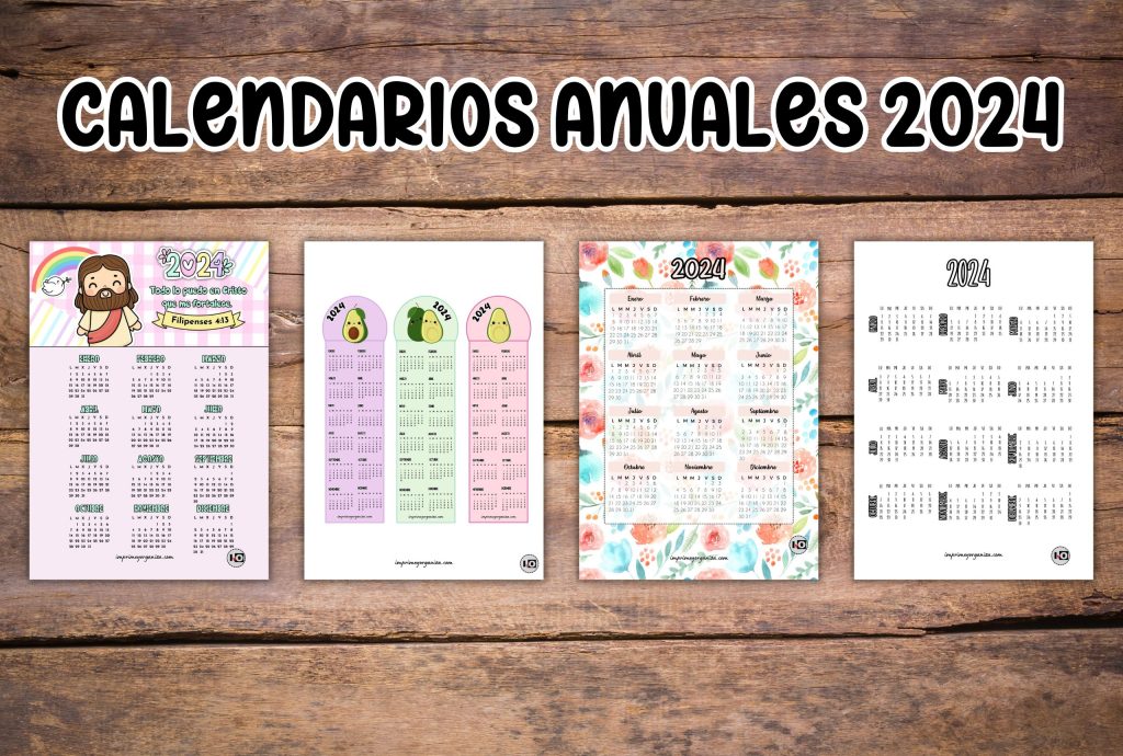 Calendarios anauales 2024 para imprimir en PDF