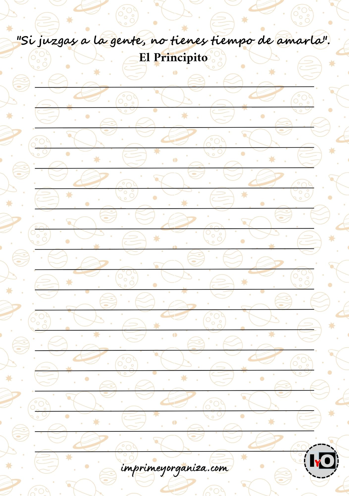 Hoja A5 Frase Principito