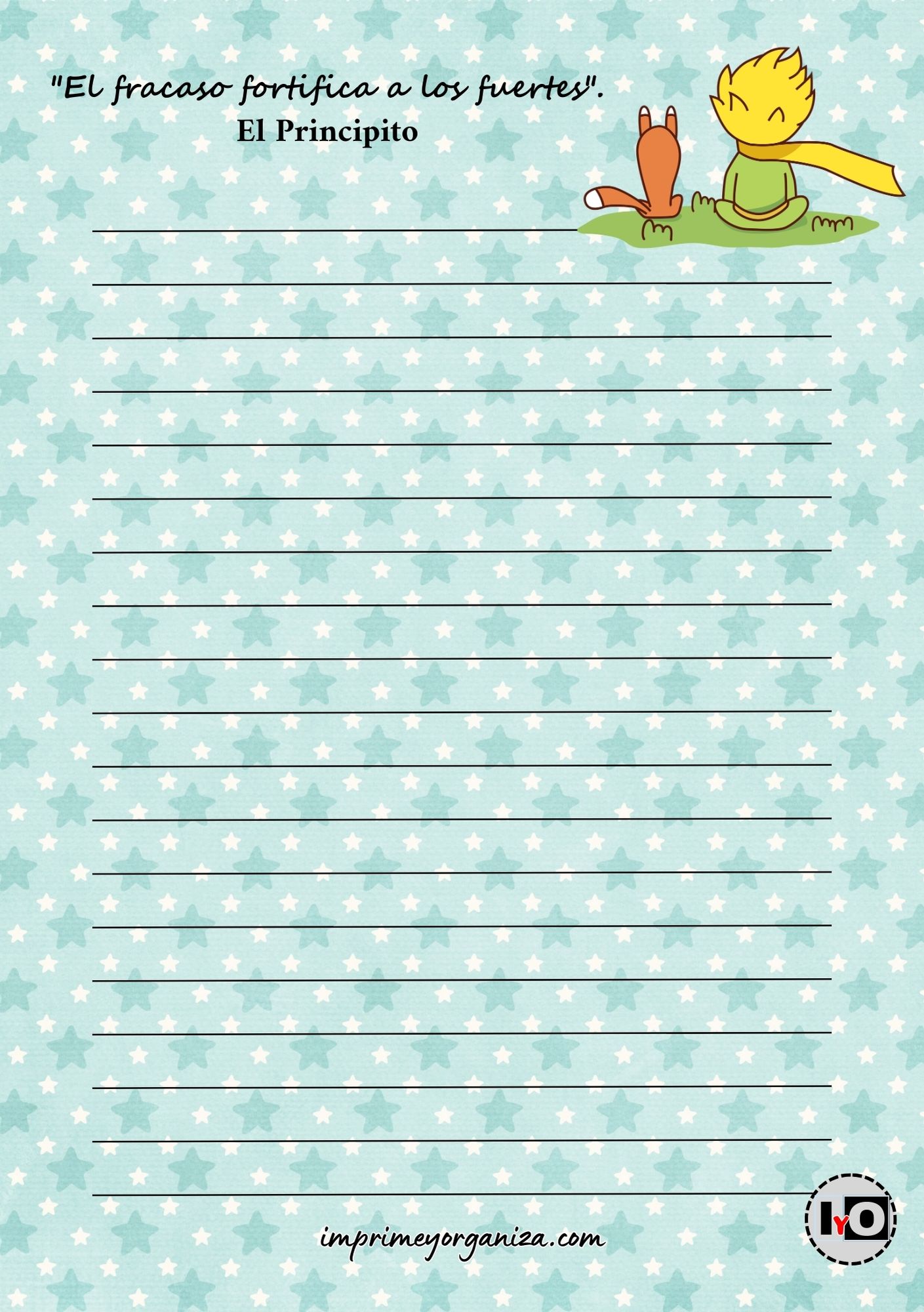 Hoja A5 Frase con Principito y zorro