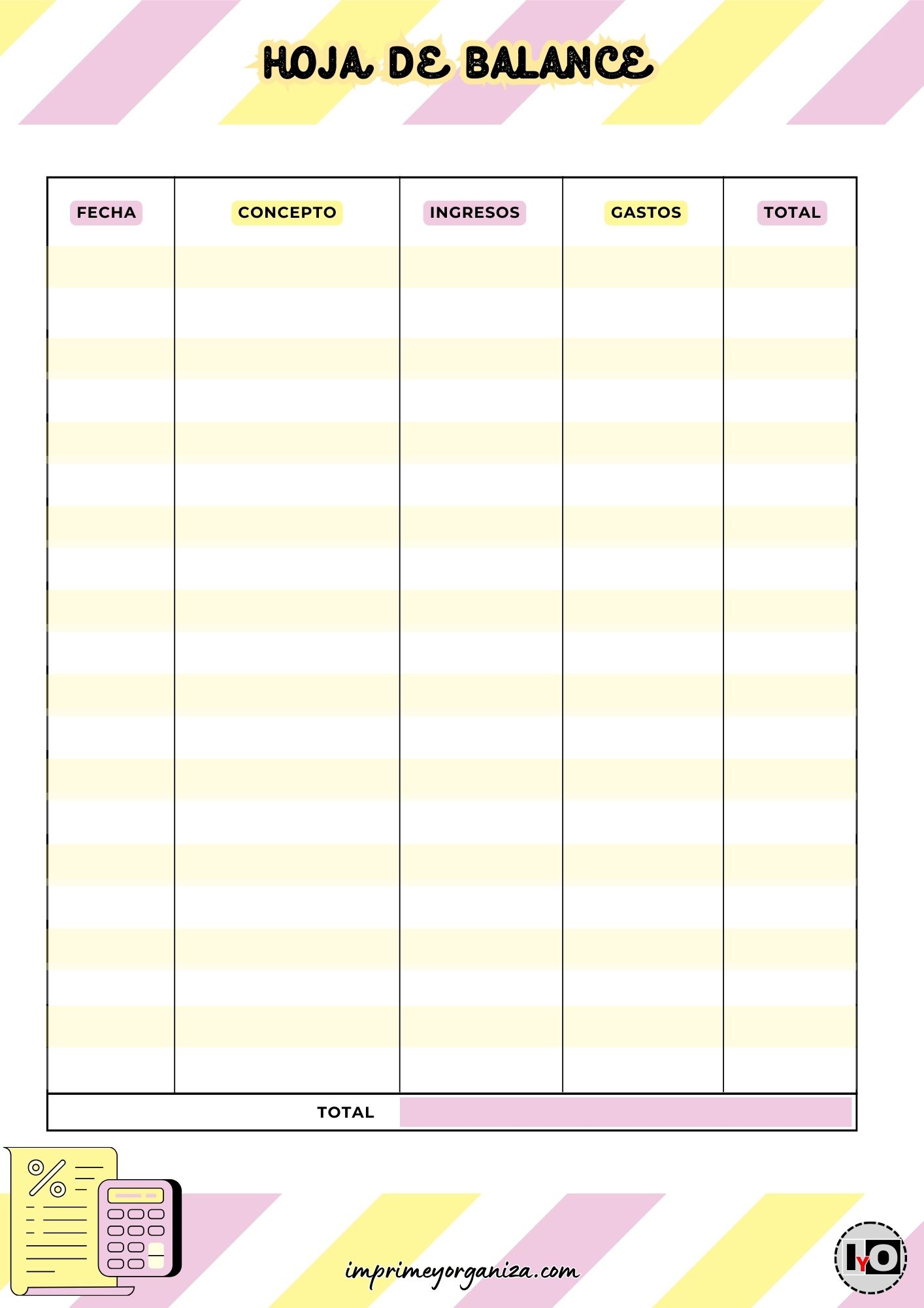 Hojas de Balance Amarillo Lila