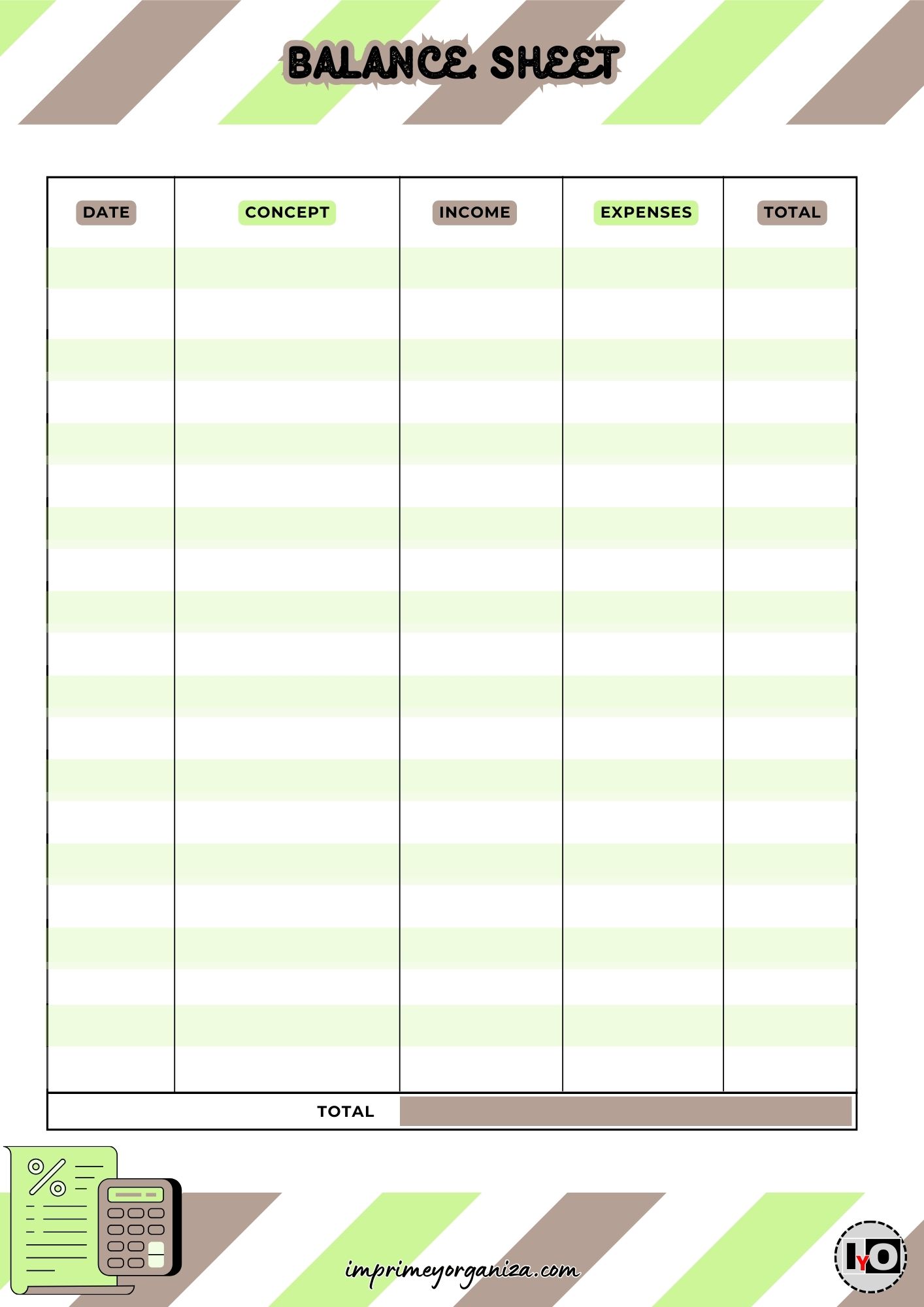 Hojas de Balance Marrón Verde Inglés