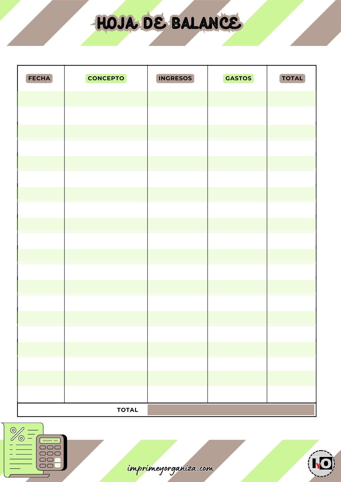 Hojas de Balance Marrón Verde