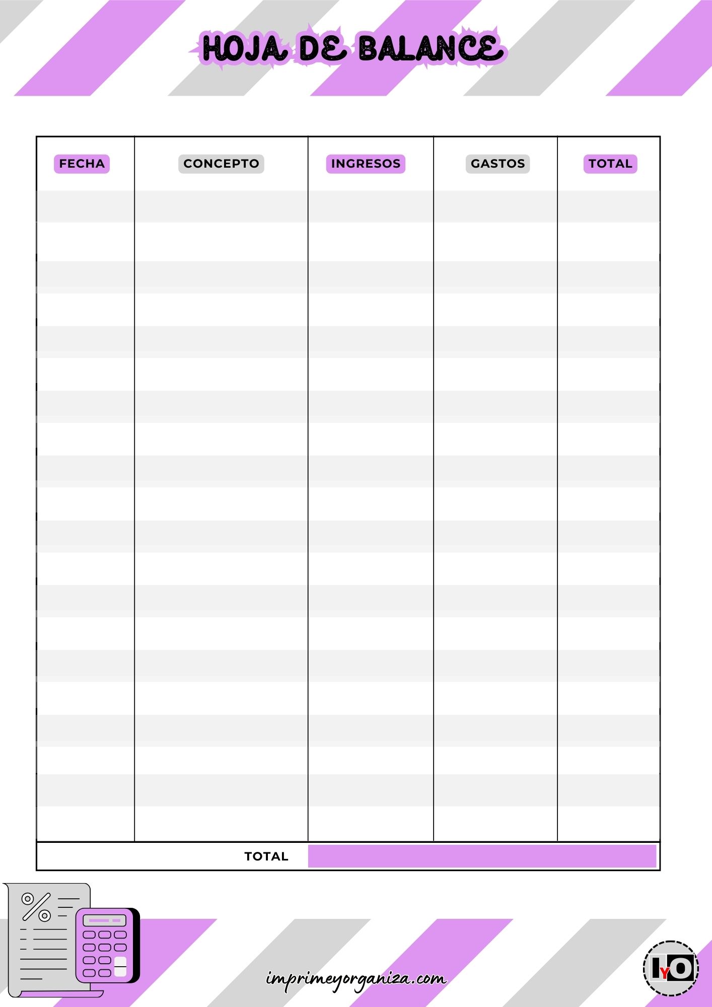 Hojas de Balance Morado Gris