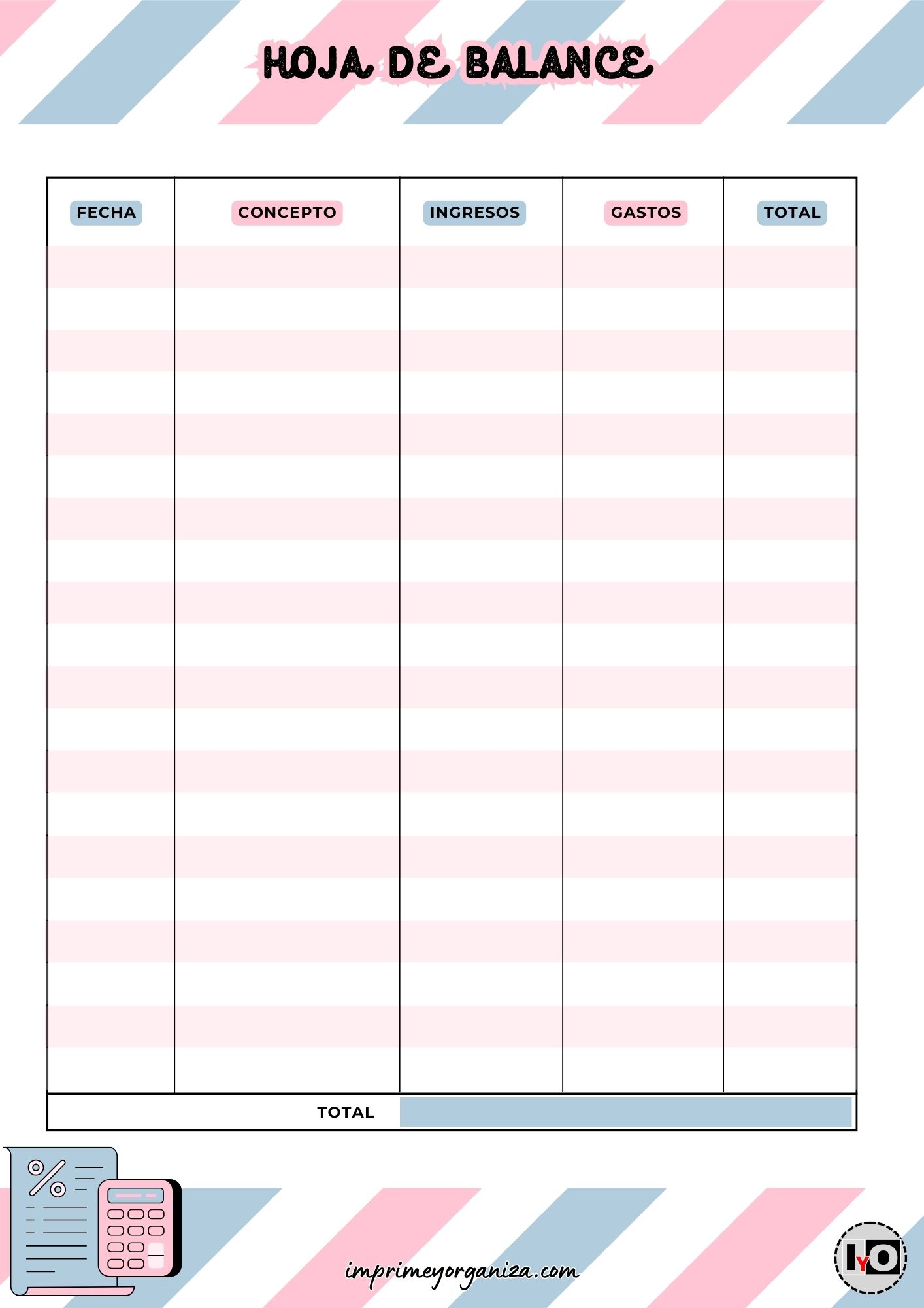 Hojas de Balance Rosa Azul