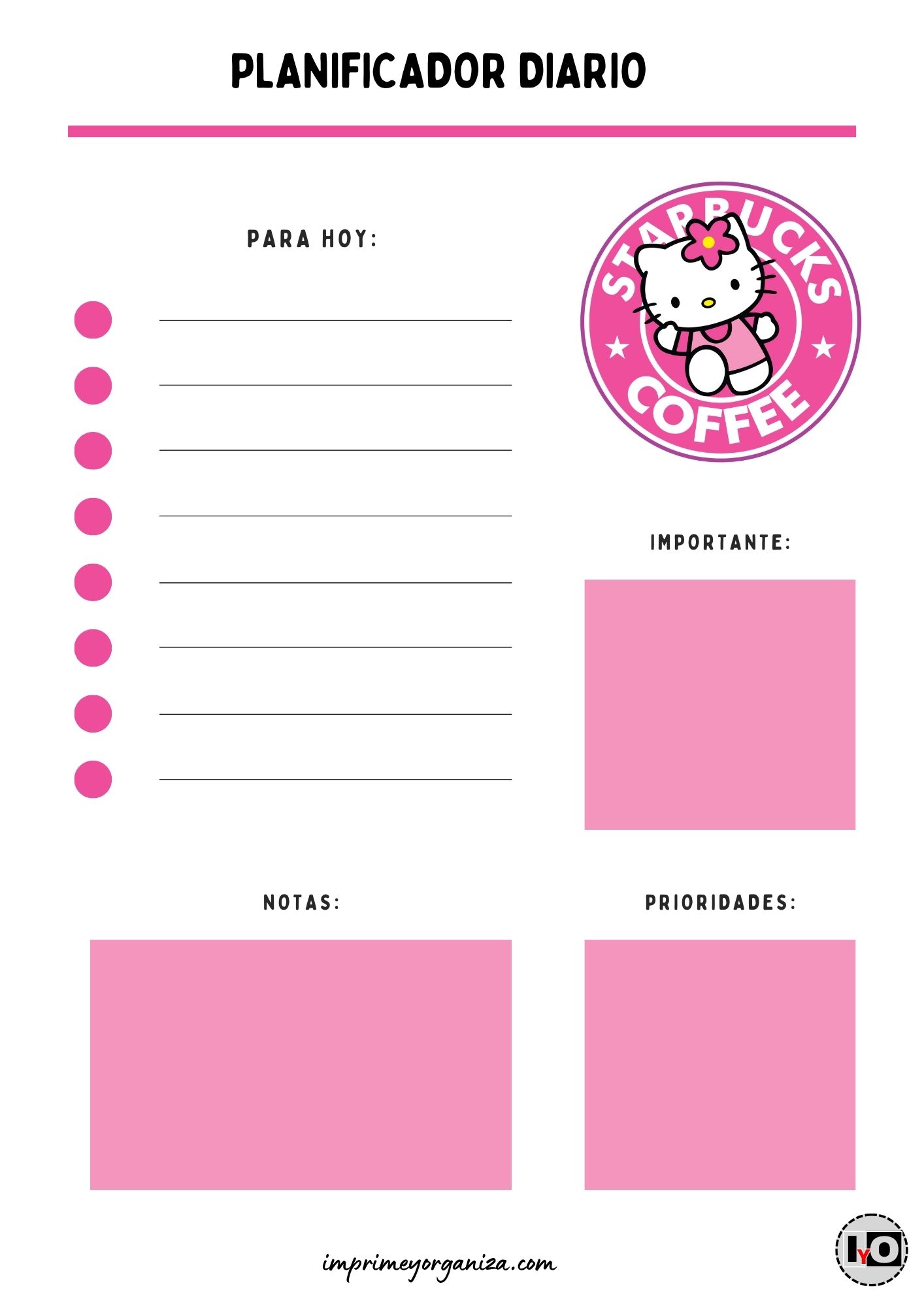 Planificador Diario Hello Kitty Starbucks