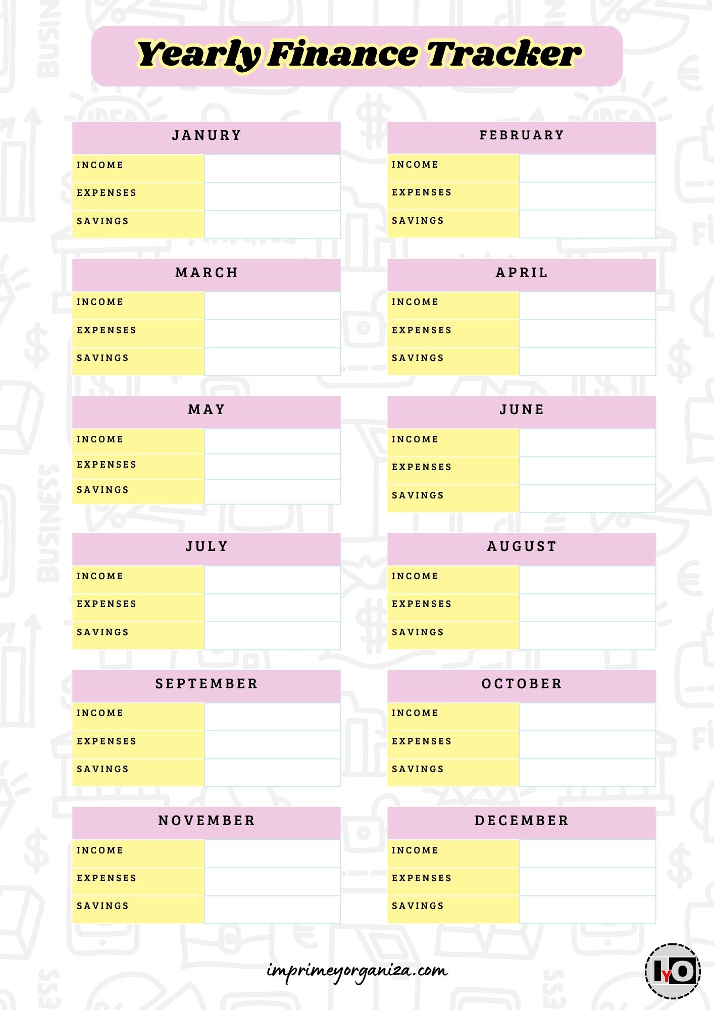 Resumen Financiero Anual Amarillo Lila Inglés