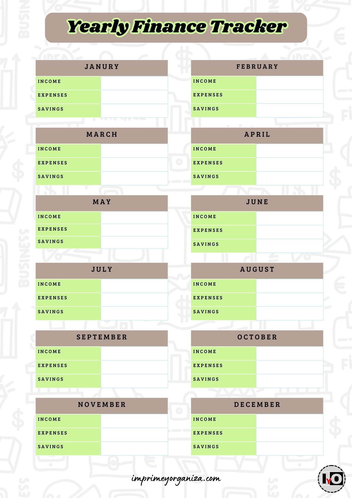 Resumen Financiero Anual Marrón Verde Inglés