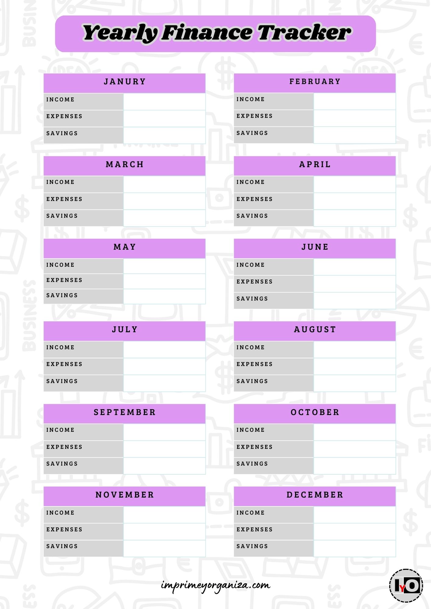 Resumen Financiero Anual Morado Gris Inglés