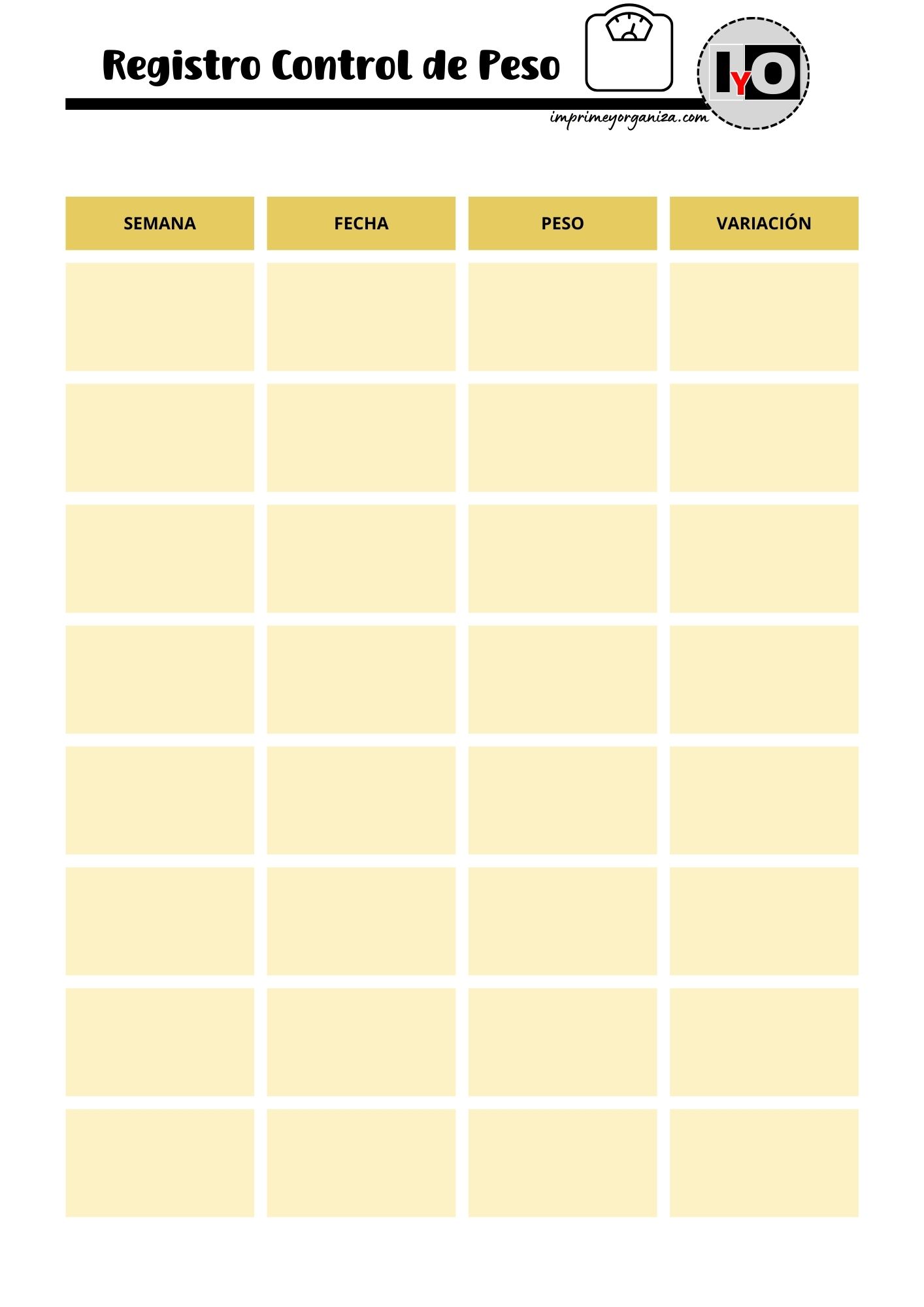 Registro Control de Peso Amarillo