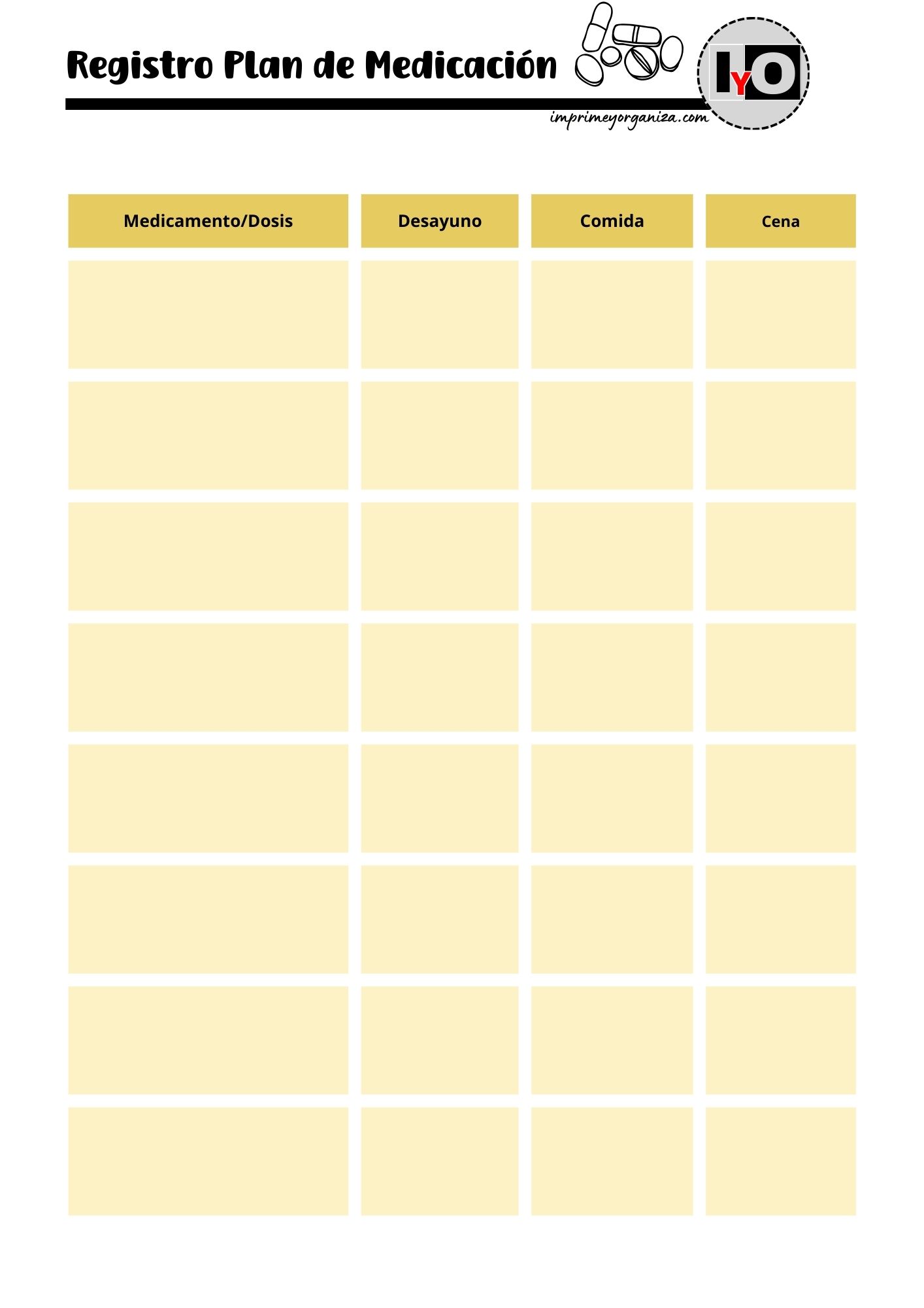 Registro Medicación Amarillo