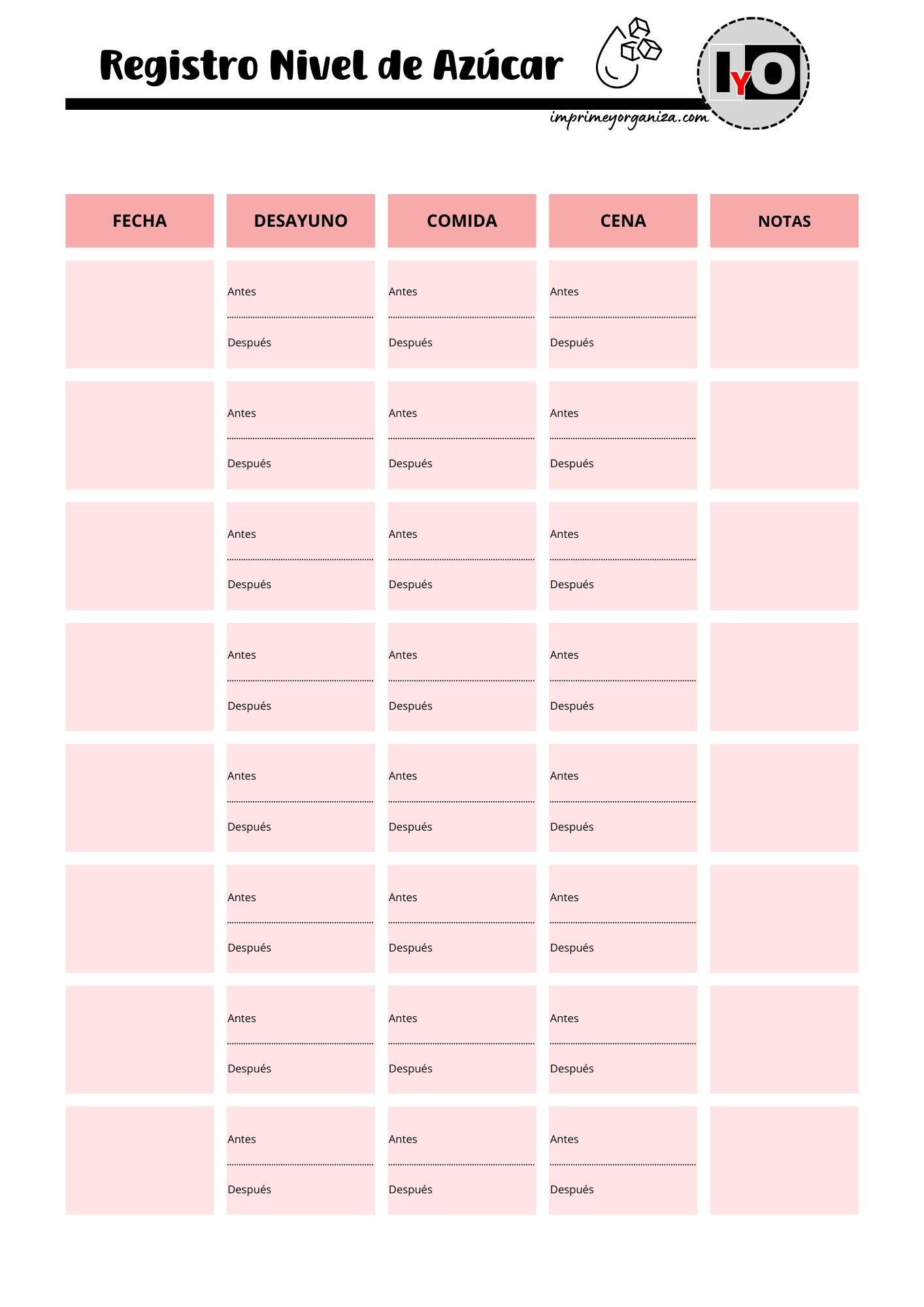 Registro Nivel de Azúcar Rosa