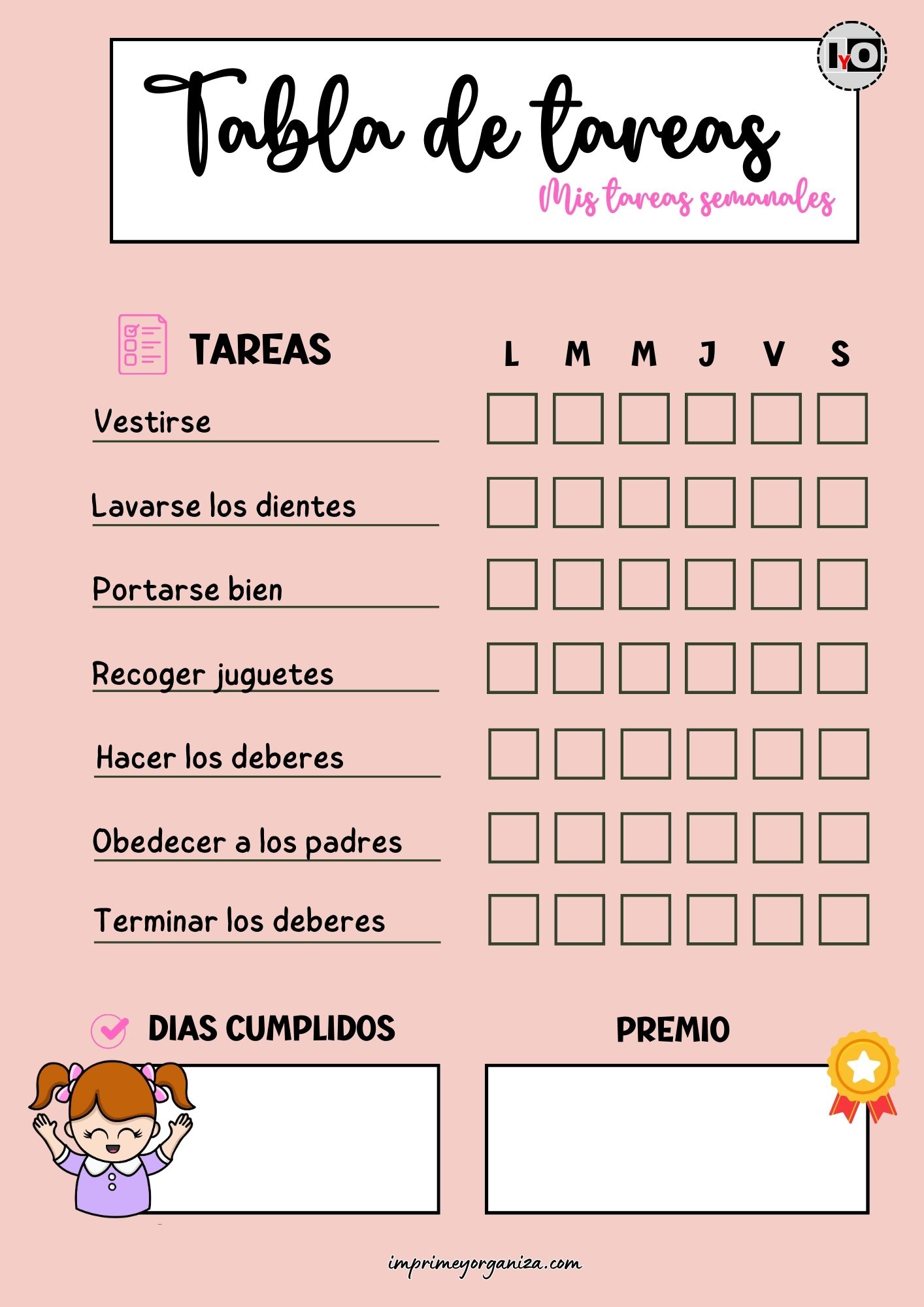 Tabla de Tareas Rosa