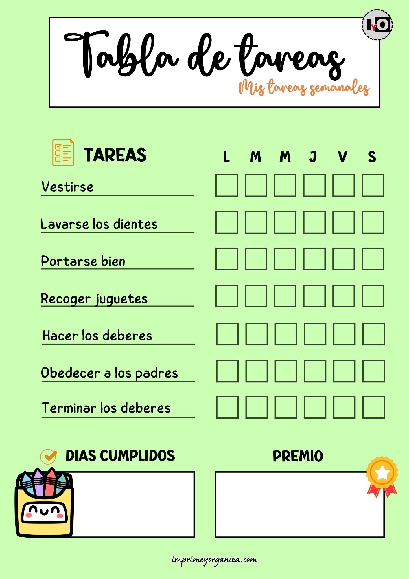 Tabla de Tareas Verde