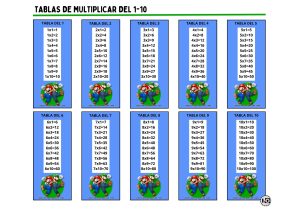 Tablas de Multiplicar 1-10 Mario y Luigi
