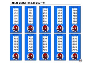Tablas de Multiplicar 1-10 Spiderman
