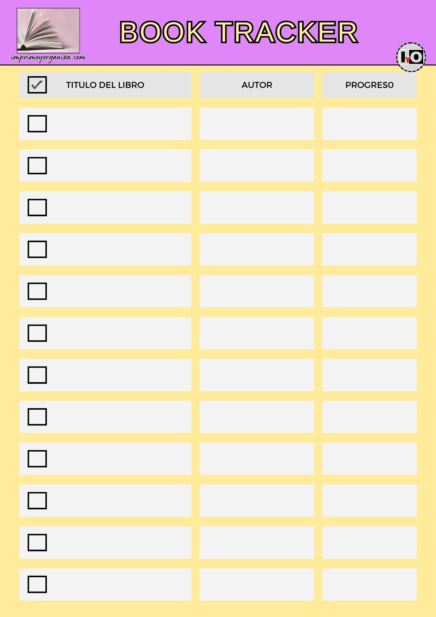 Book Tracker Minimalista Amarillo