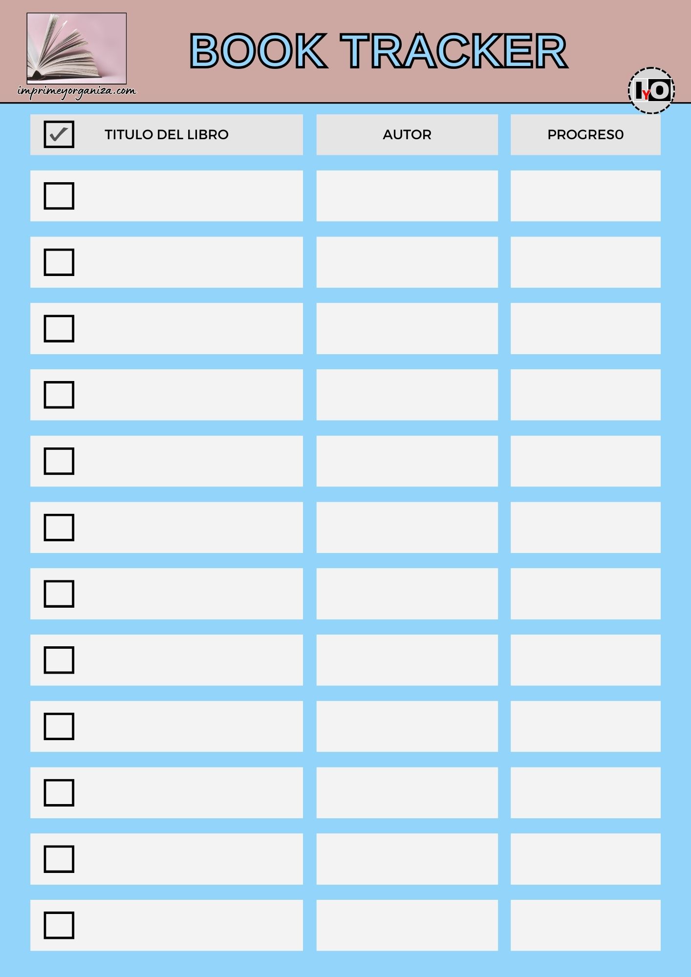 Book Tracker Minimalista Azul