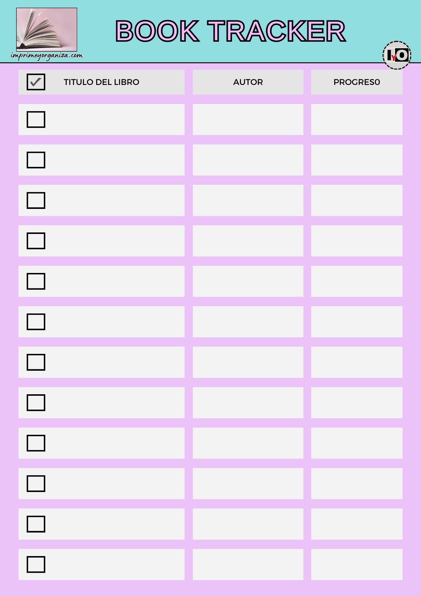 Book Tracker Minimalista Lila