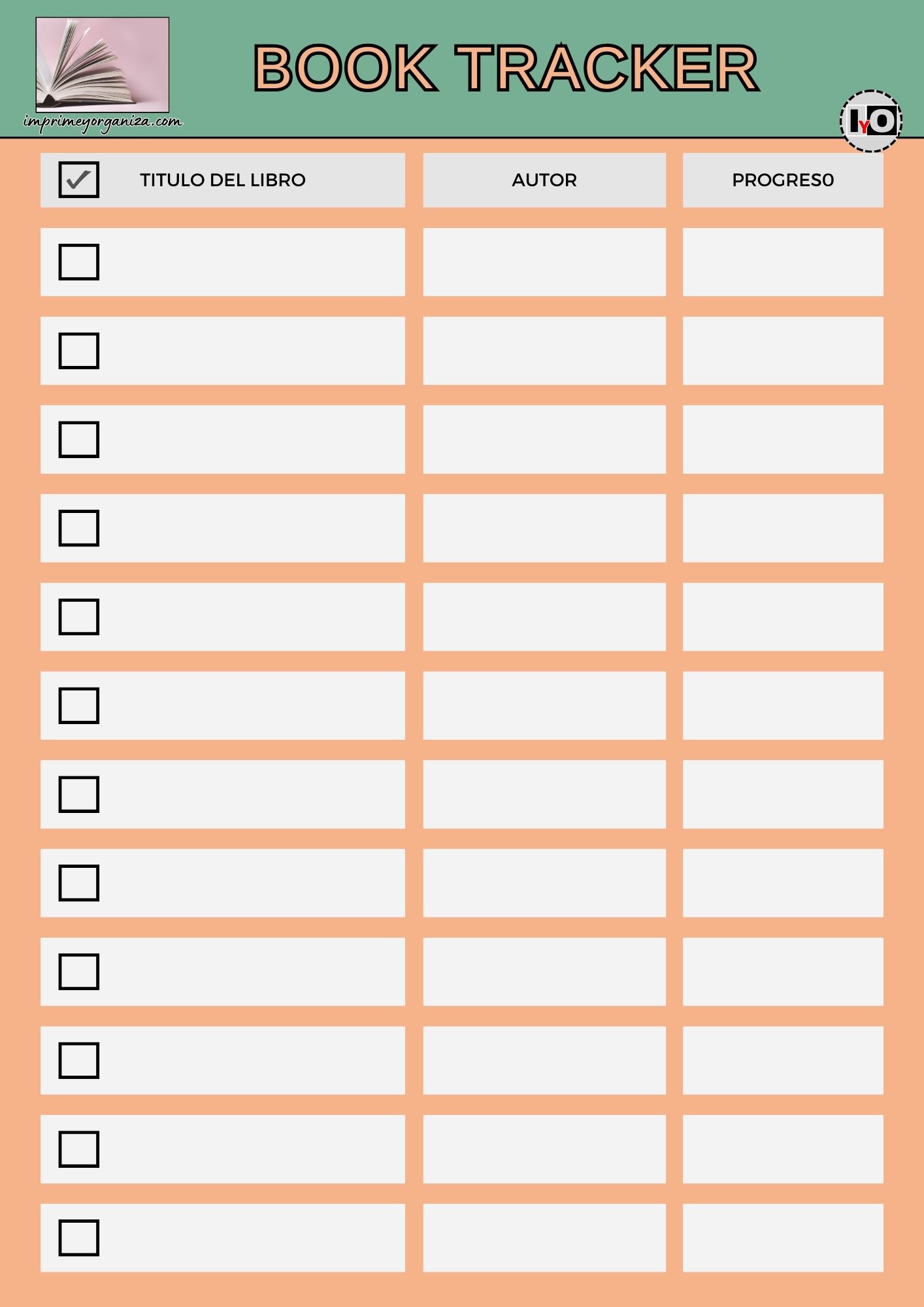 Book Tracker Minimalista Naranja