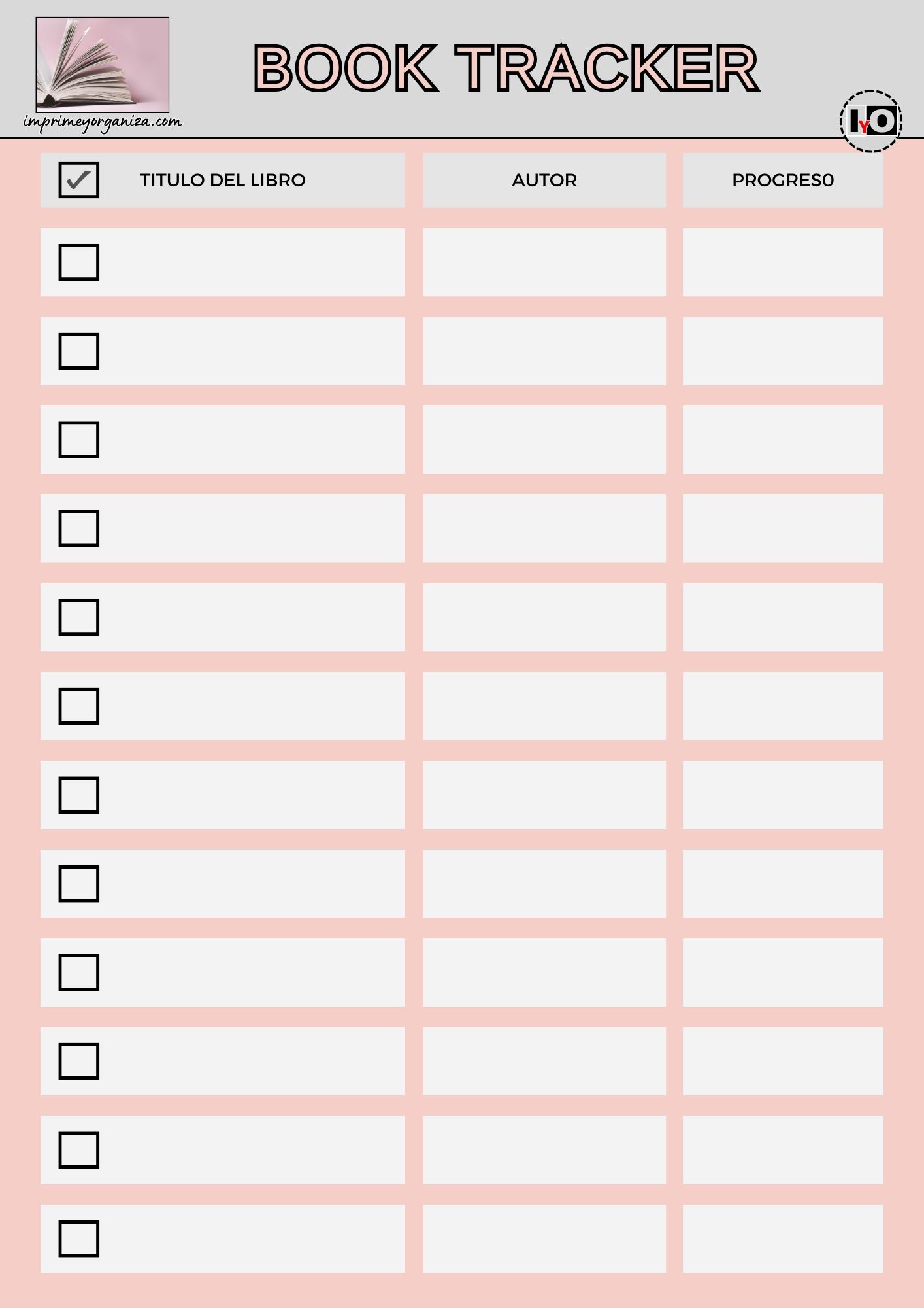 Book Tracker Minimalista Rosa