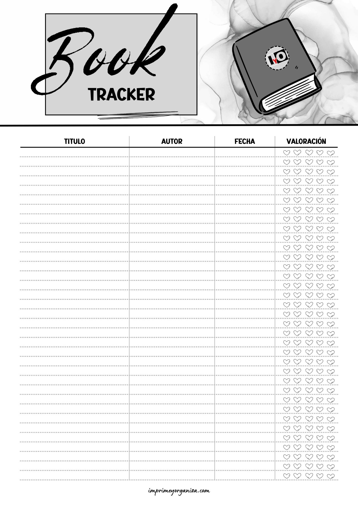 Book Tracker Planner Gris
