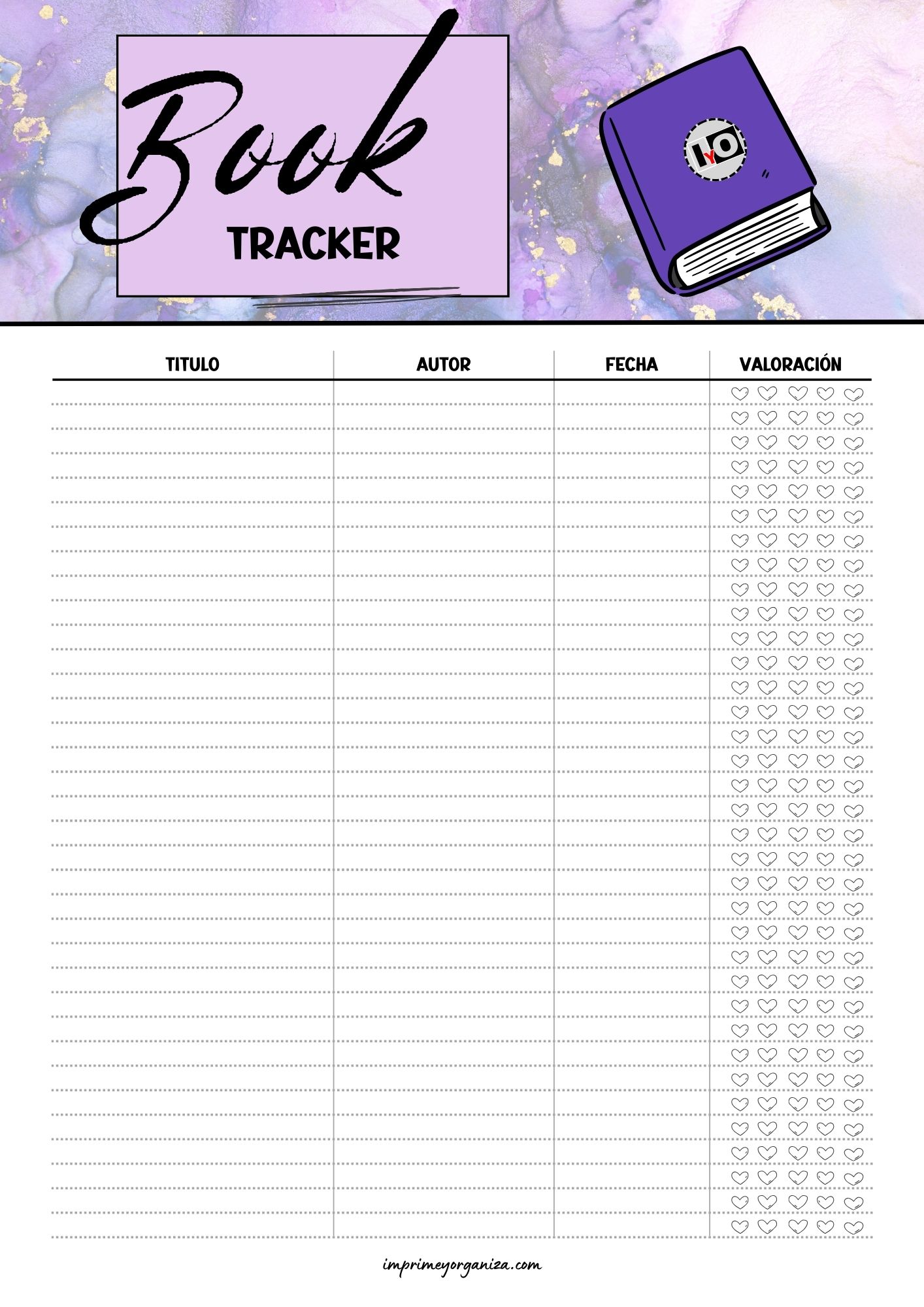Book Tracker Planner Morado