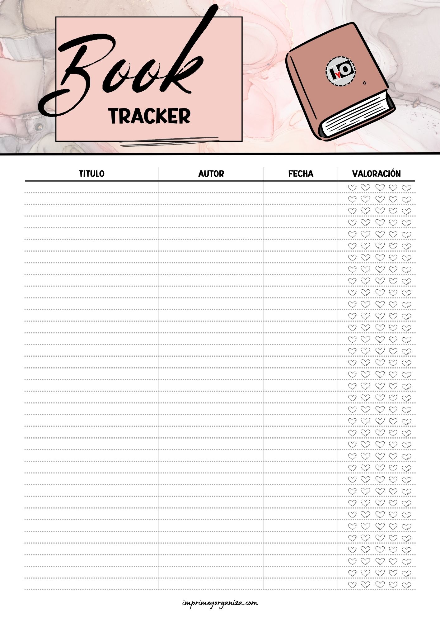 Book Tracker Planner Rosa