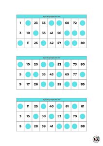 Cartones de Bingo Azules
