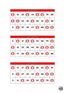 Cartones de Bingo Hello Kitty Rojo