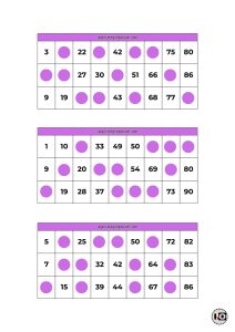 Cartones de Bingo Morado