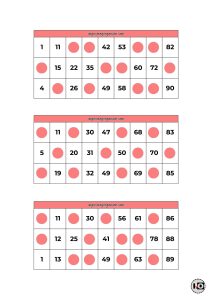Cartones de Bingo Rojos