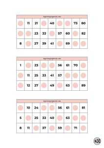 Cartones de Bingo Rosas
