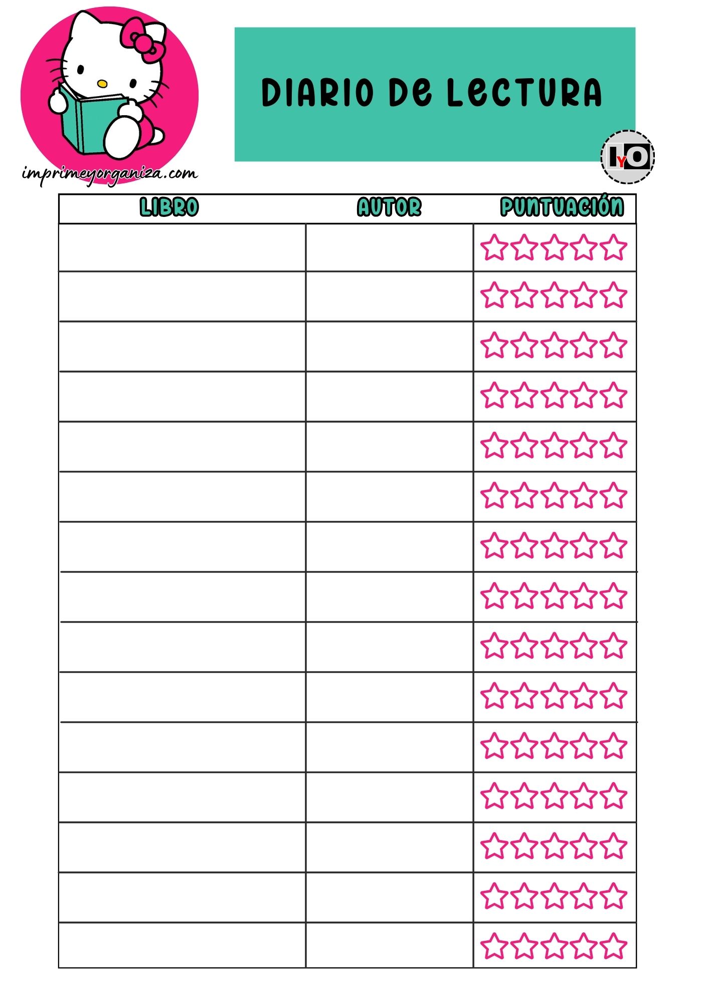 Diario de Lectura Hello Kitty