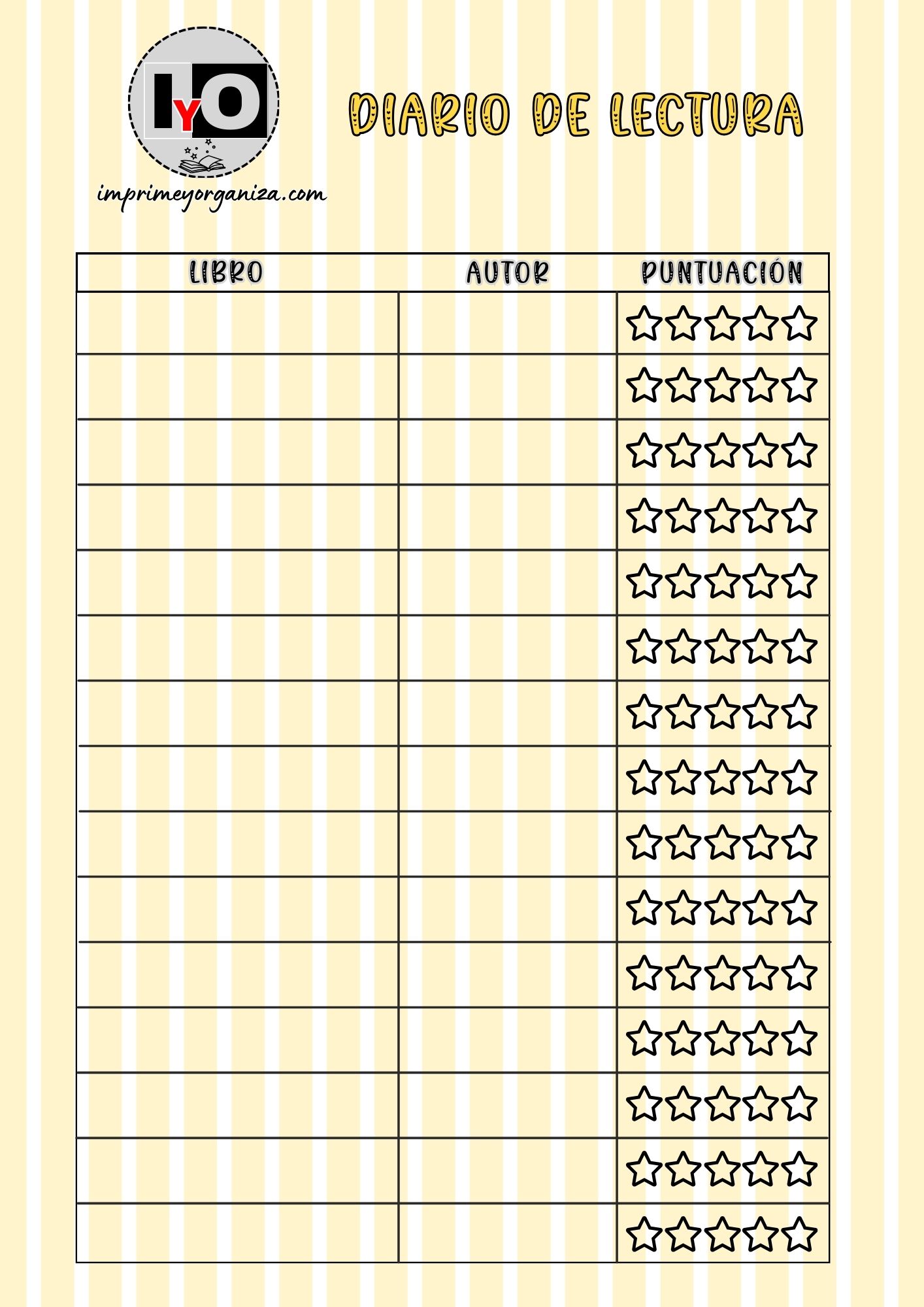 Diario de Lectura Rayas Amarillo