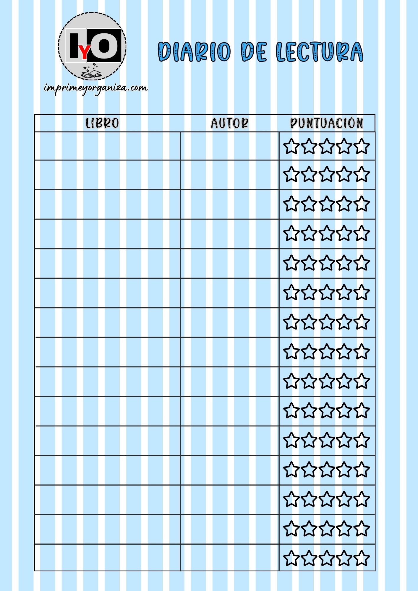 Diario de Lectura Rayas Azul