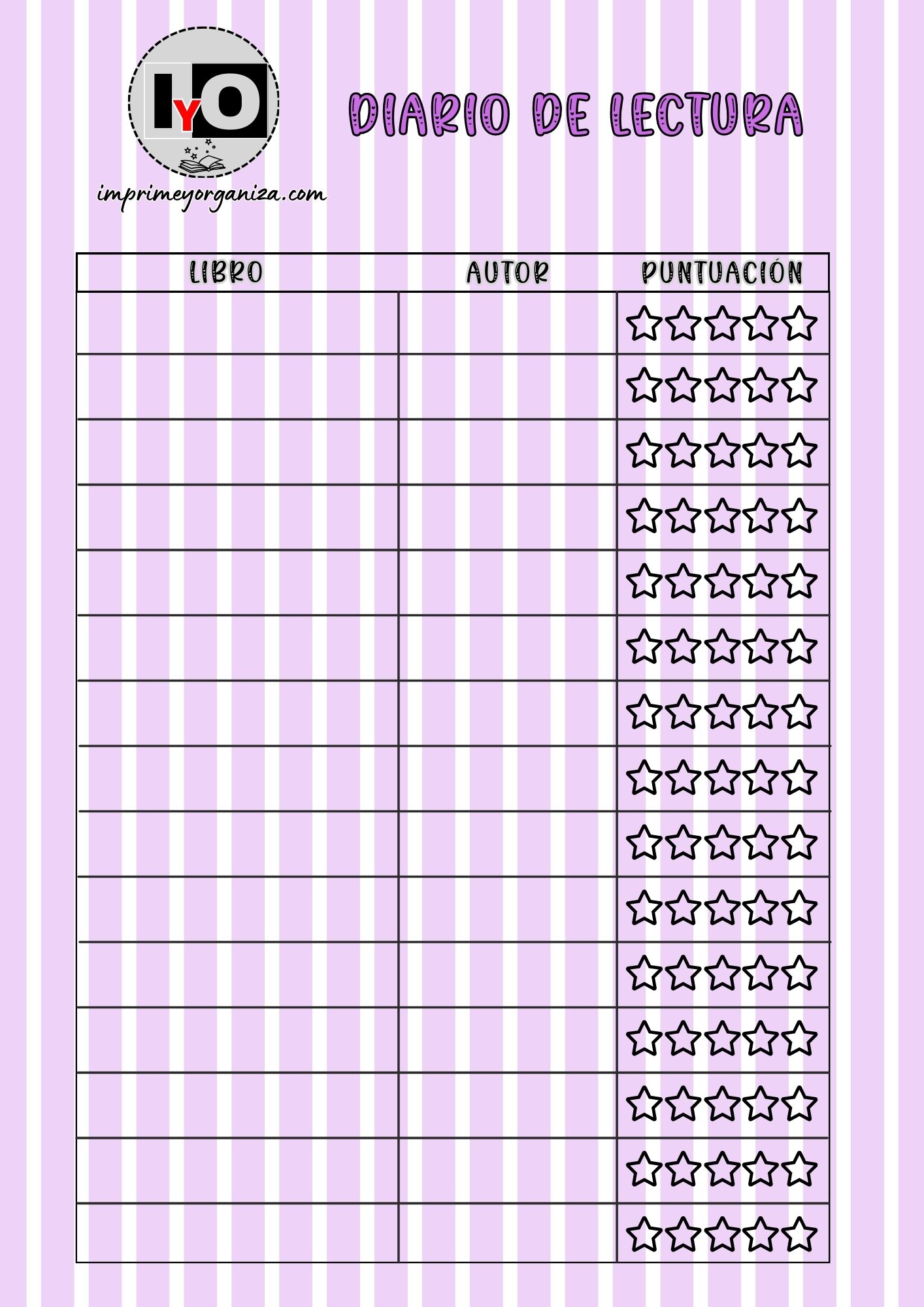 Diario de Lectura Rayas Morado