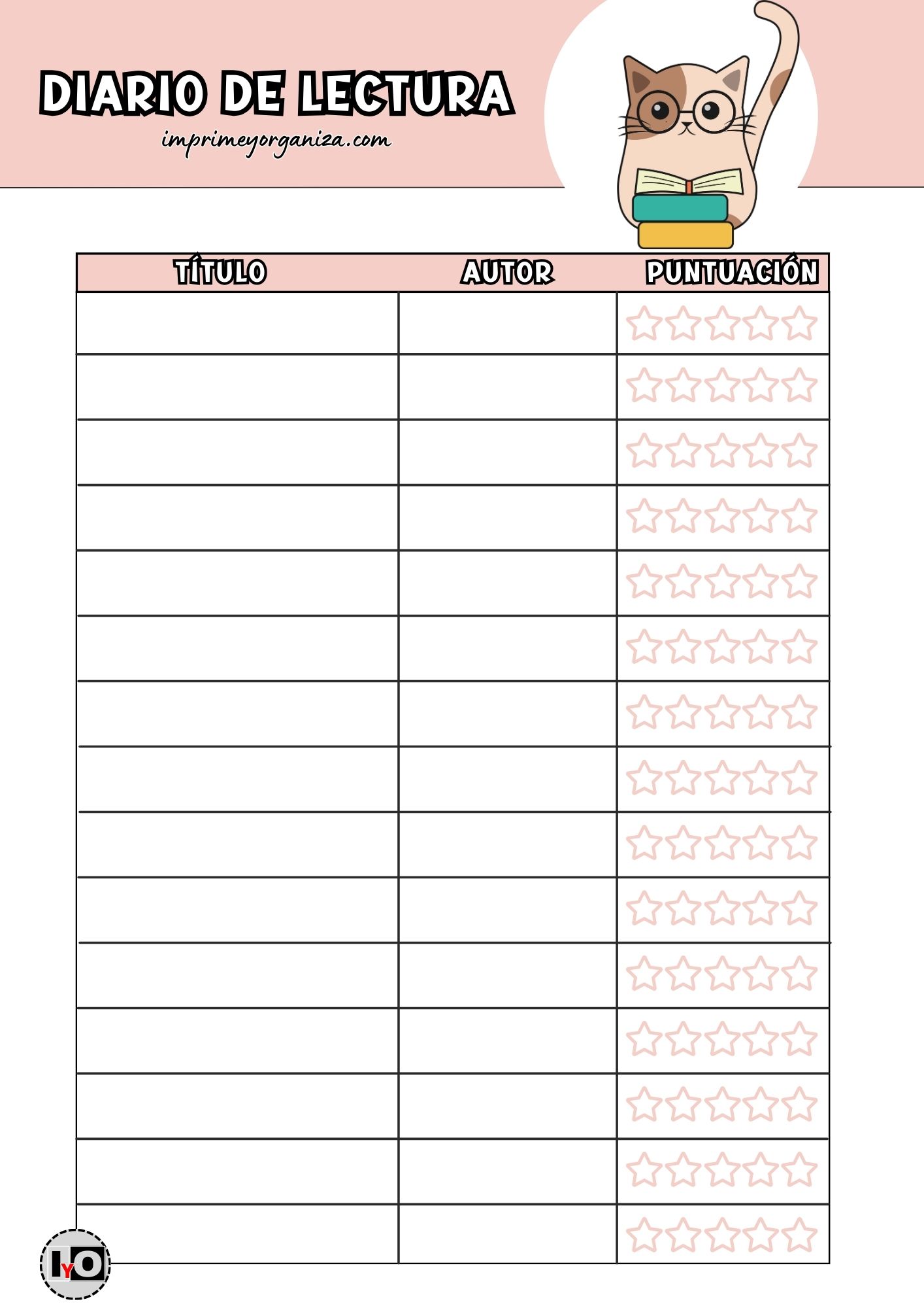 Diario de Lectura Rosa Pastel