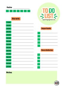 To Do List Verde-Naranja en pdf gratis