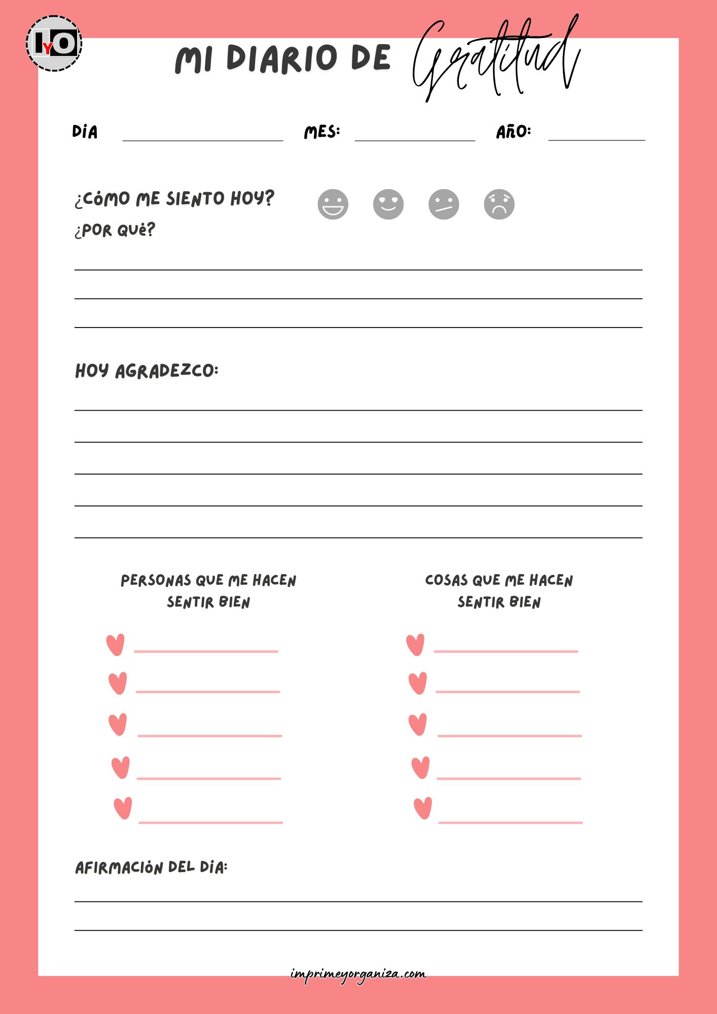 Planificador Diario de Gratitud Rojo