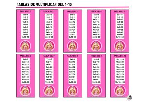 Tablas de Multiplicar 1-10 Barbie
