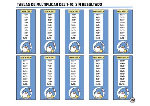 Tablas de Multiplicar 1-10 Sin resultado Tuxedo Sam